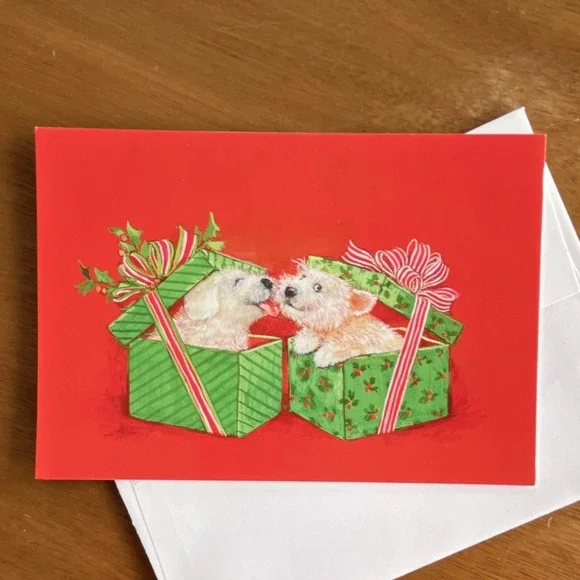 Hallmark Vintage Christmas Greeting Cards Lot Santa Reindeer Wreath Animals - Picture 8 of 16